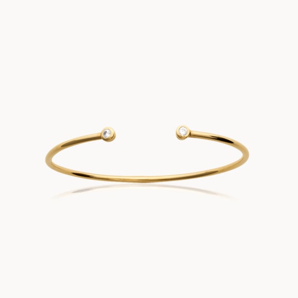 Crystal Solitaire Open Bangle gold plated merci maman