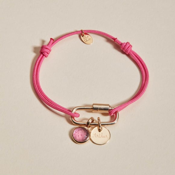 Personalised Lucky Charm Birthstone Braid Bracelet gold plated merci maman