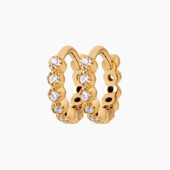 Orecchini a cerchio mini Eternità Cristallo placcato in oro merci maman