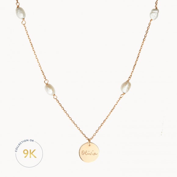collier personnalisé gouttes perlées 9 carats merci maman