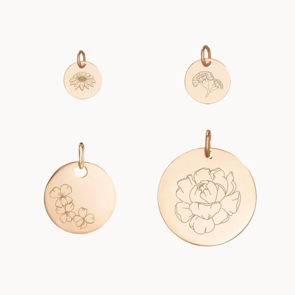 personalised birth flower charm gold plated merci maman