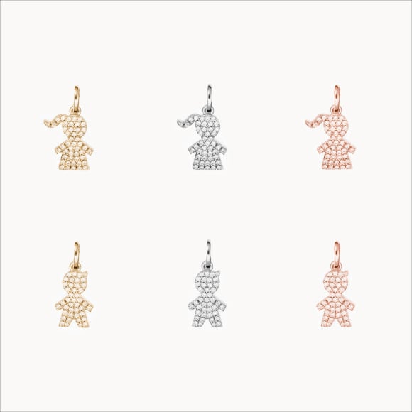 Buy a Pavé Crystal Boy or Girl Mini Charm Gold Plated Merci Maman