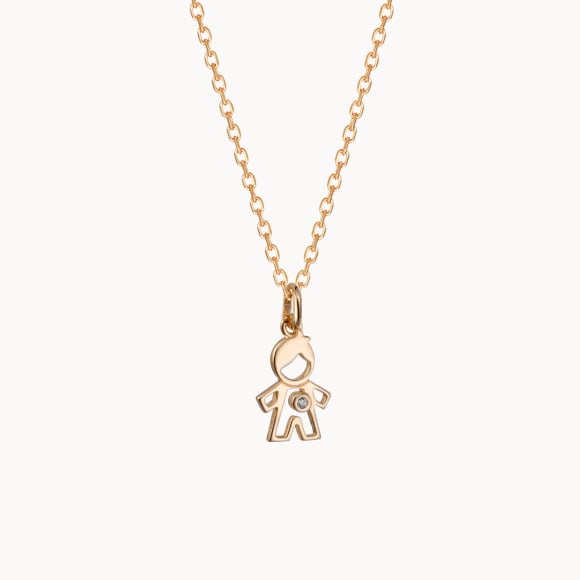 Collier personnalisé Mini Garçon Cristal pour enfant  gold plated merci maman