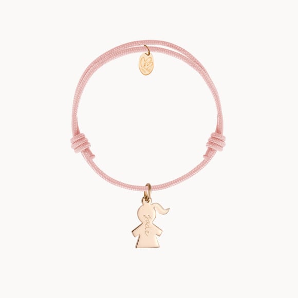 Bracelet personnalisé Mini Fille pour enfant plaqué or merci maman