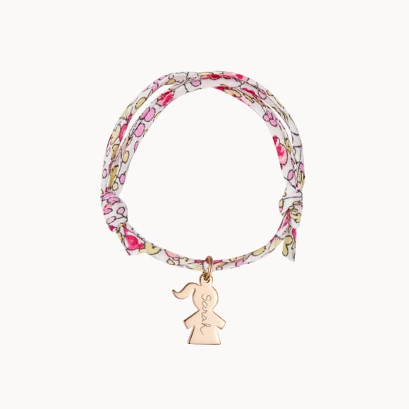 Bracelet personnalisé Mini Fille Liberty pour enfant plaqué or merci maman