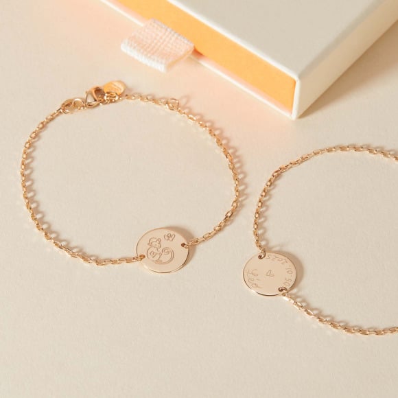 Pulsera personalizada de cadena del Zodiaco Chino baño de oro merci maman
