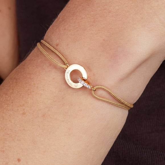 Bracelet personnalisé Mini Anneaux Entrelacés Cristal Plaqué Or Merci Maman