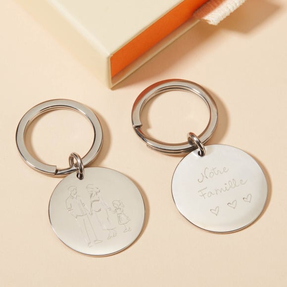 Votre Dessin - Grand Porte-Clés personnalisé en acier merci maman