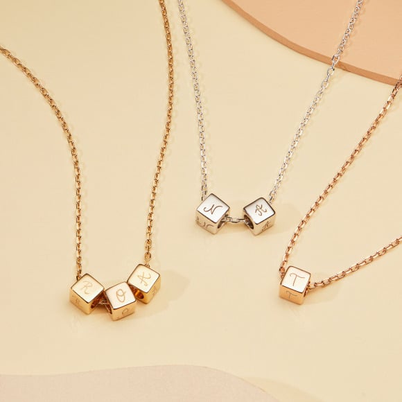 personalised dice necklace gold plated sterling silver rosegold plated merci maman