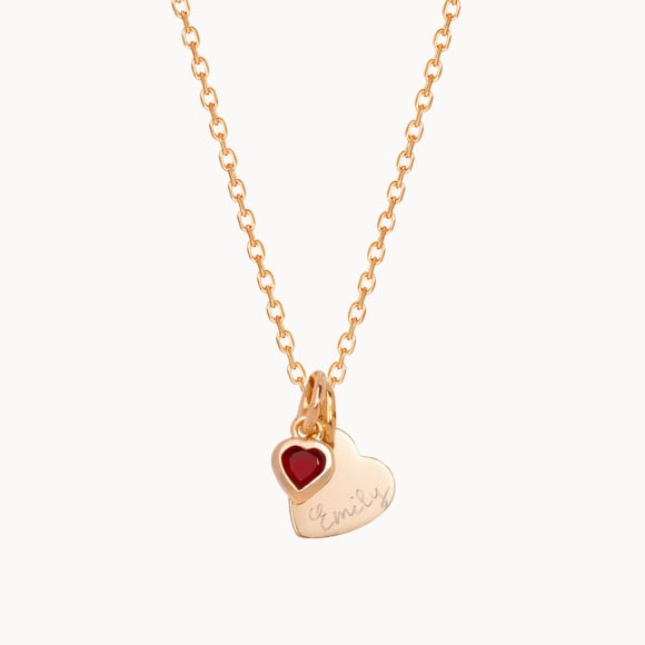 Personalised Double Heart Birthstone Necklace gold plated merci maman