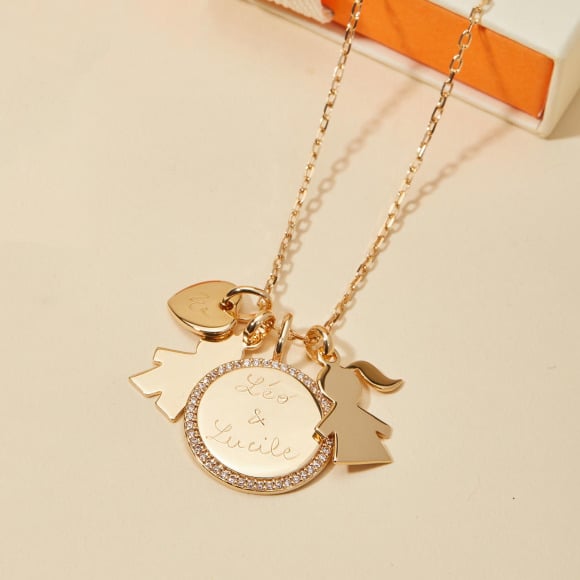 Personalised Crystal Duchess Necklace gold plated merci maman