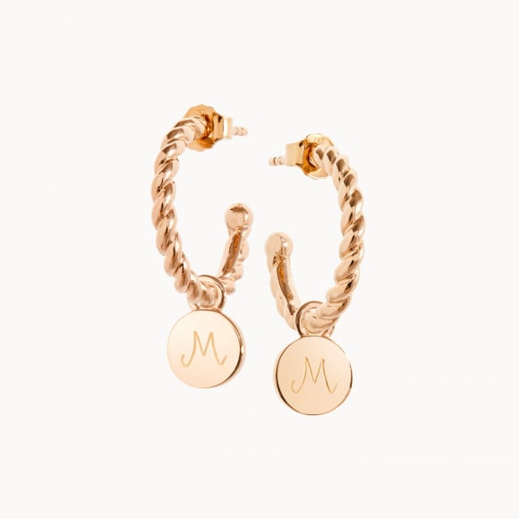 personalised entwined hoop earrings gold plated merci maman