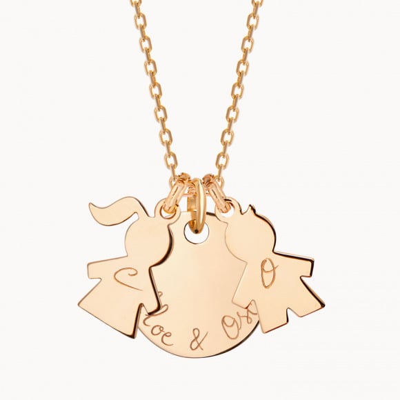 Personalised Family Necklace gold plated merci maman