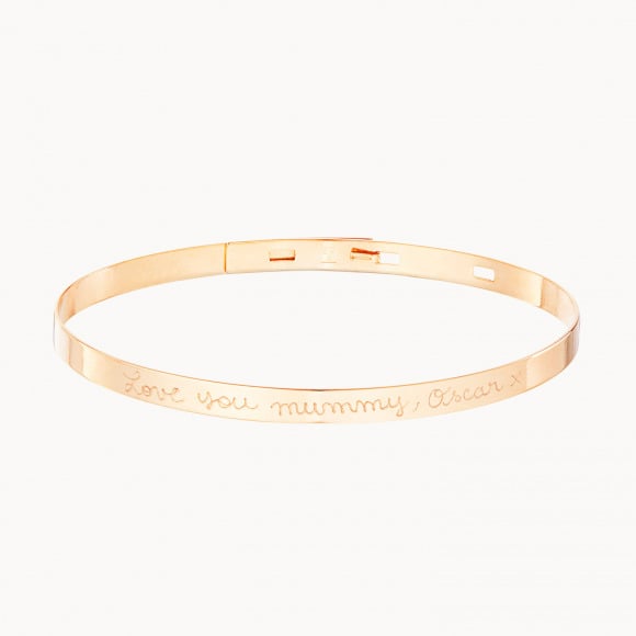 Personalised Flat Bangle gold plated merci maman