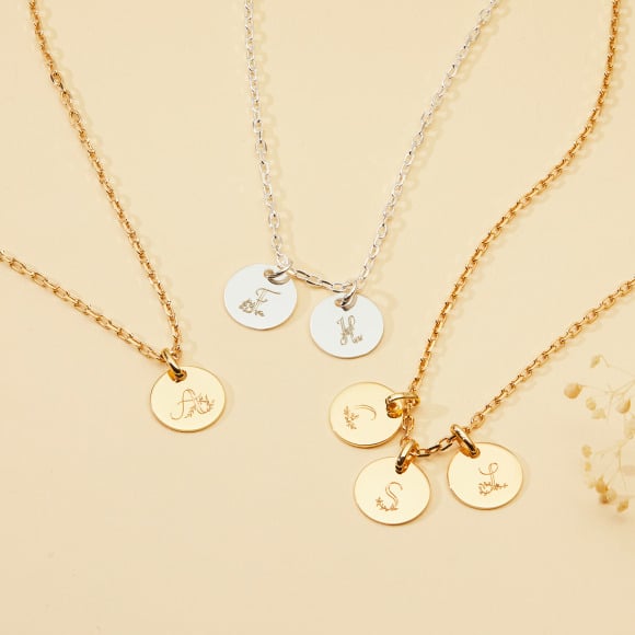 personalised floral alphabet name necklace gold plated sterling silver merci maman