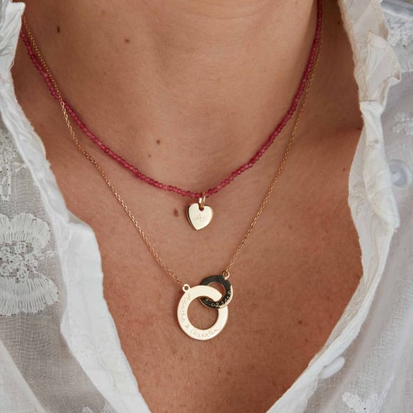 Collana Personalizzata con Iniziali e Catena di Pietre Preziose placcato in oro merci maman