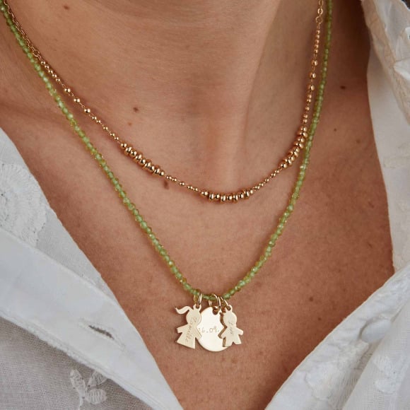 Personalisierte Mama Edelsteinkette vergoldet merci maman