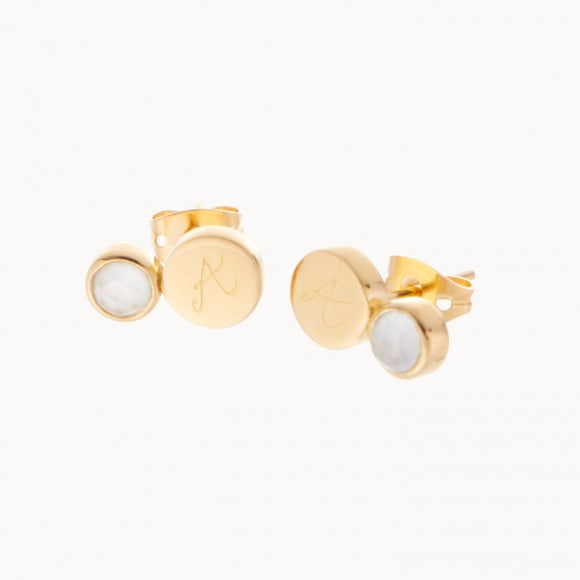 personalised gemstone stud earrings gold plated merci maman