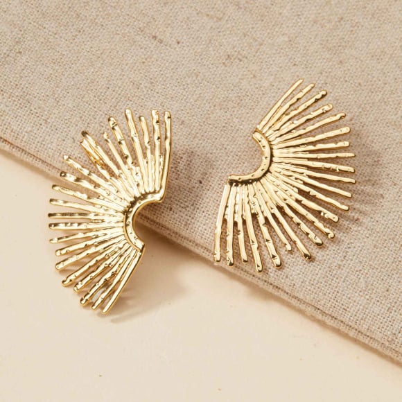 Halbe Sonnen-Ohrringe in goldfarbenem Edelstahl merci maman