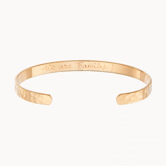 Personalised Hammered Open Bangle gold plated merci maman