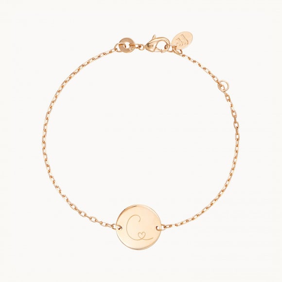 Personalised Heart Alphabet Chain Bracelet gold plated merci maman