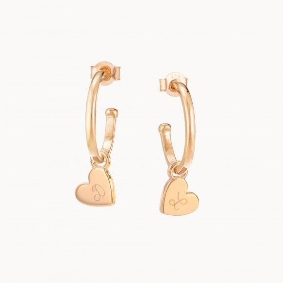 Personalisierte Herz Kreolen vergoldet merci maman