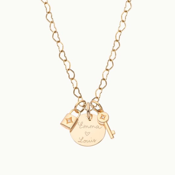 Personalised Heart Chain Necklace Merci Maman