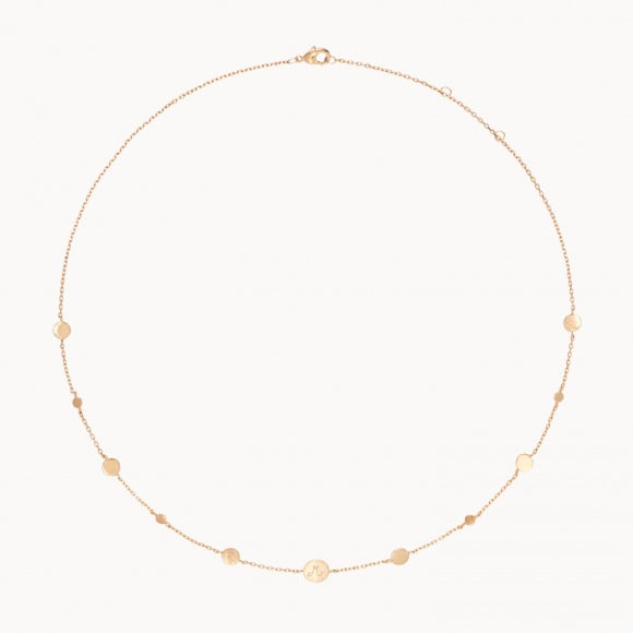 Collar personalizado con inicial Medalla baño oro merci maman