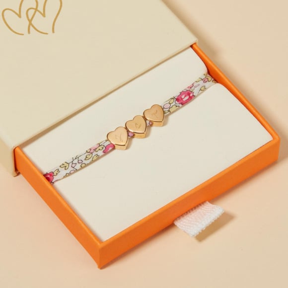Personalised Liberty Mini Heart Bead Bracelet  gold plated merci maman