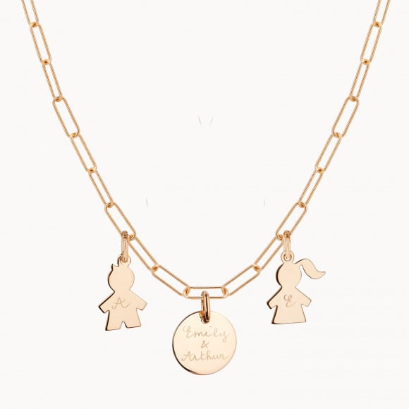 Personalised Love Links Family Necklace gold plated merci maman