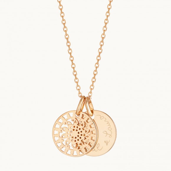 Personalisierte Mandala Halskette vergoldet merci maman