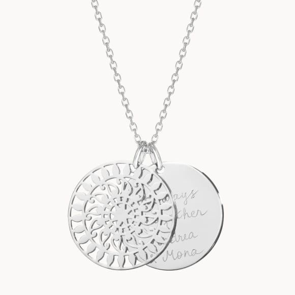 Personalised Large Mandala Necklace gold plated merci maman