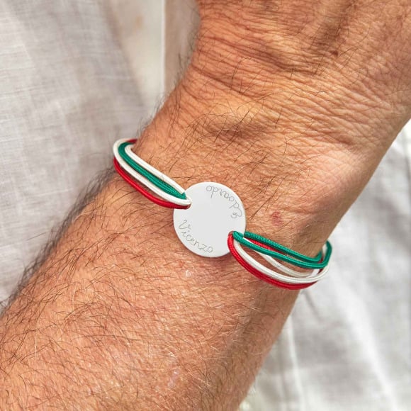 Braccialetto personalizzato Olimpico da uomo argento merci maman