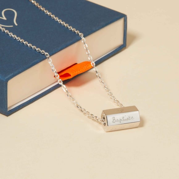 Collier de Naissance personnalisé pour homme argent merci maman