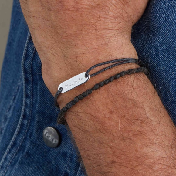Men's Personalised Mini Identity Bracelet sterling silver merci maman