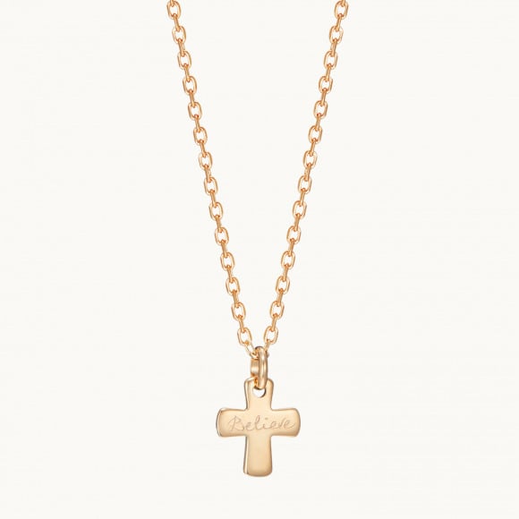 Personalisierte Halskette zur Taufe oder Kommunion vergoldet merci maman