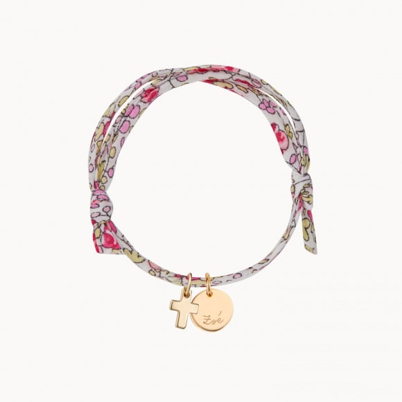 Personalised Mini Cross Liberty Bracelet gold plated merci maman