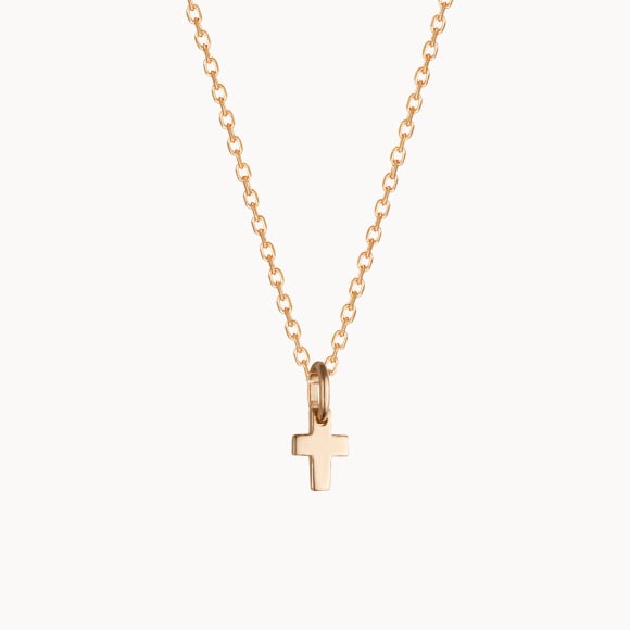 mini cross charm necklace gold plated merci maman