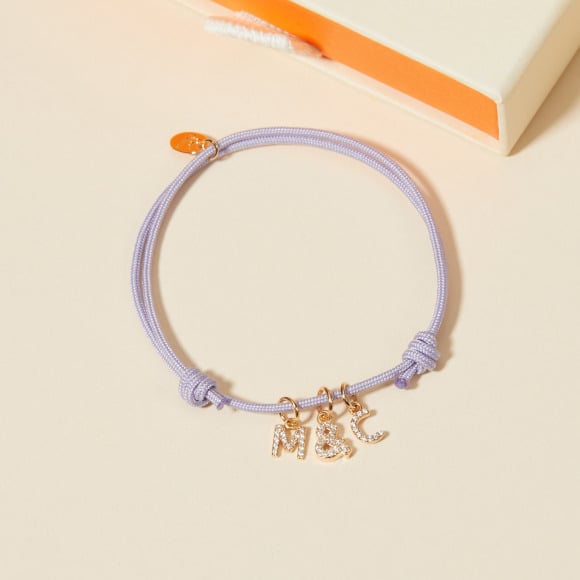 Mini Crystal Alphabet Charm Bracelet gold plated merci maman