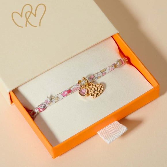Bracciale personalizzato Liberty Mini Cuore Martellato Merci Maman