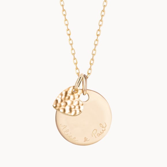 Personalised Hammered Love Necklace Merci Maman
