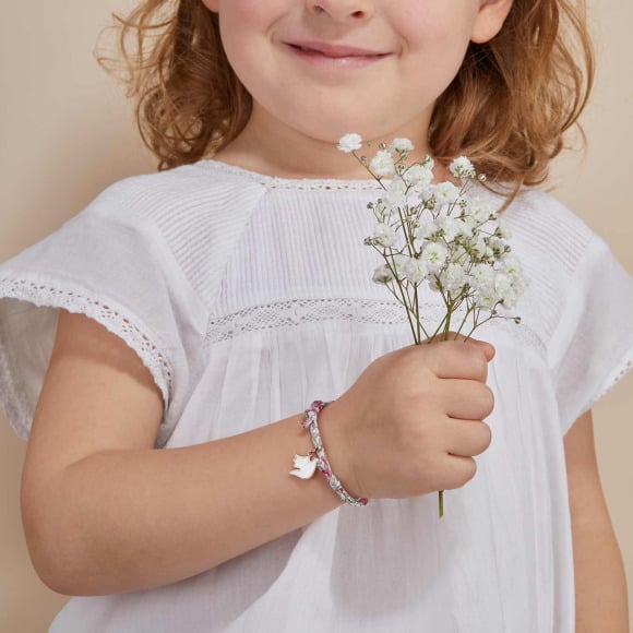 Personalised Mini Mother of Pearl Christening or Communion Liberty Bracelet merci maman