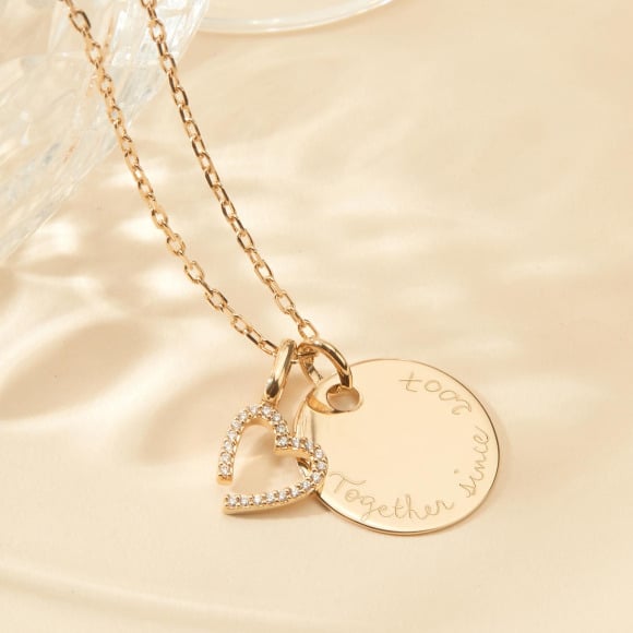 personalised crystal m necklace gold plated merci maman