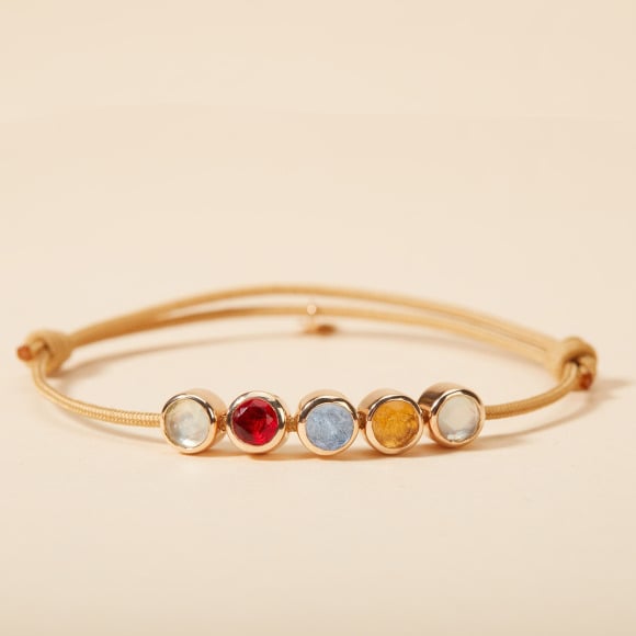 Bracelet personnalisé Perle Pierre de naissance plaqué or merci maman