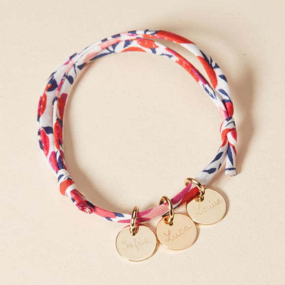 Personalisiertes Liberty Namensarmband gold plated merci maman