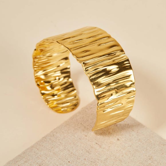 Molten Cuff in Golden Stainless Steel merci maman