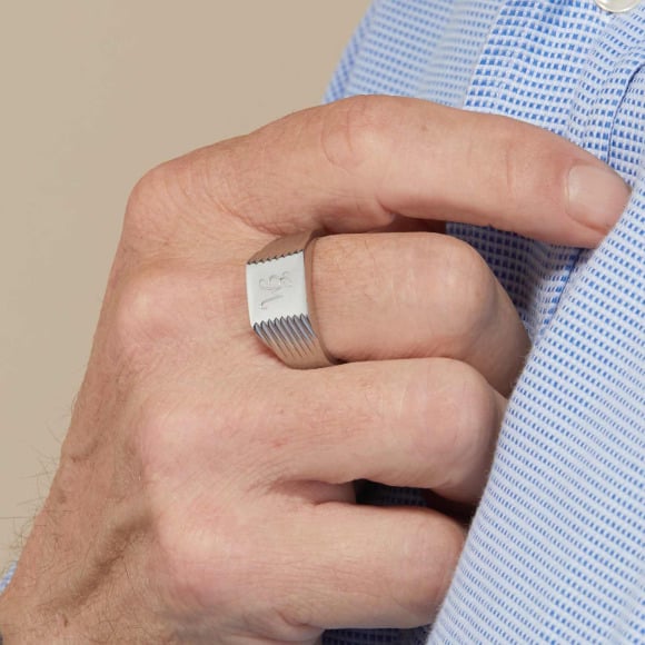 Men's Personalised Monogram Stainless Steel Square Signet Ring| Merci Maman

