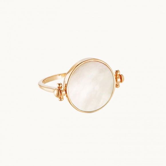 personalised mother of pear spinning ring gold plated merci maman