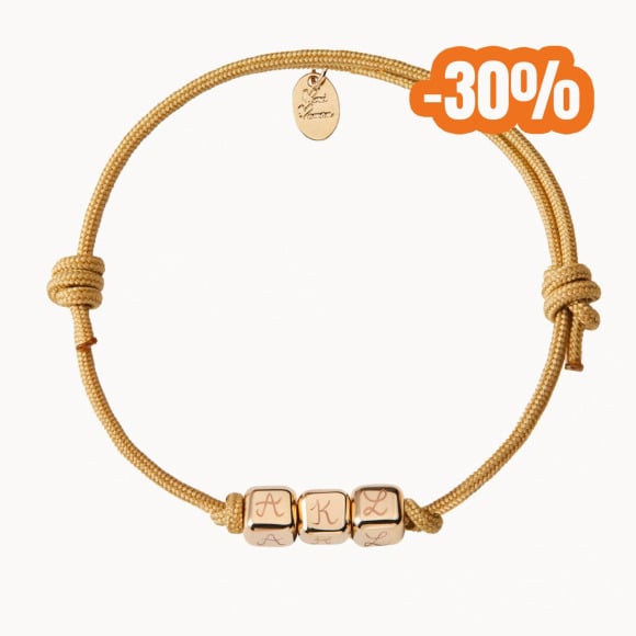 Personalised Dice Bracelet gold plated merci maman