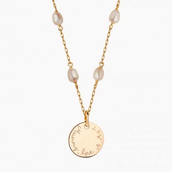 personalised pearl chain necklace gold plated merci maman